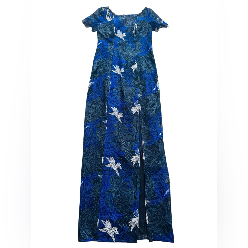MARCHESA NOTTE**Blue Floral Leaf Dress***US 6 $895 NWT